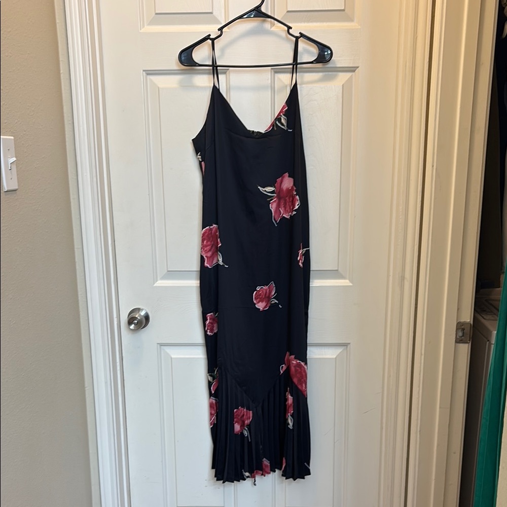 Adelyn Rae Blue and Red Spaghetti Strap Slip Midi Dress